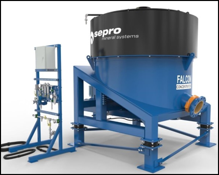 Falcon C is a multi-stage gravity concentrator (the “C” stands for continuous) designed to operate at high centrifugal force, up to 300 G’s. 